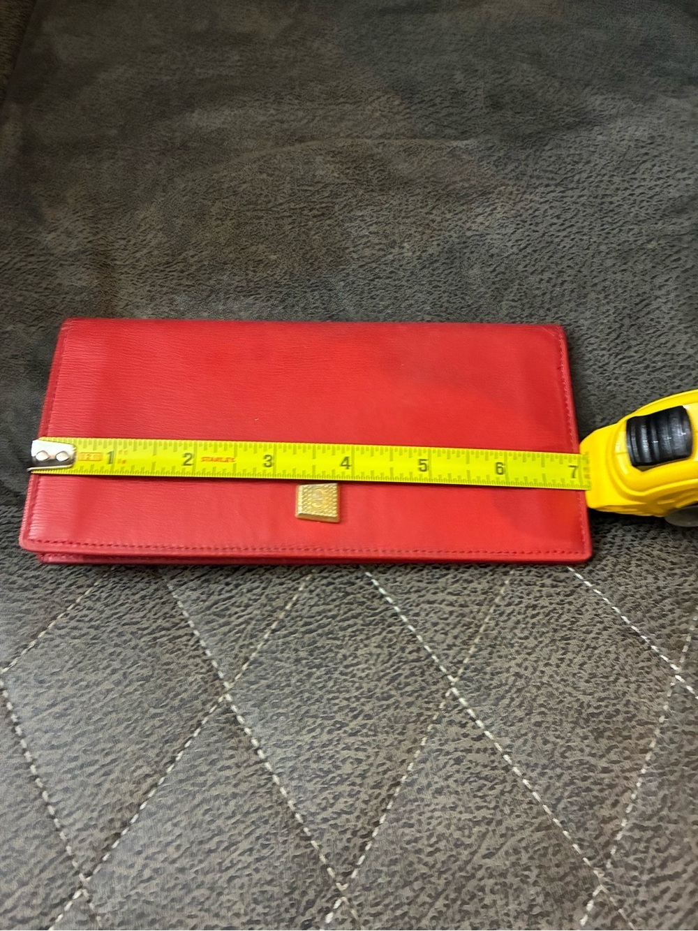 Christian Dior Red Leather Clutch Wallet with Gold Accent - Picture 5 of 5